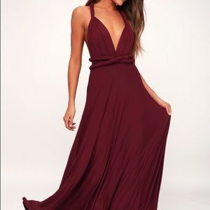 Lulu’s Tricks of the Trade Burgundy Maxi Dress
